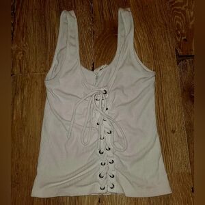 White Sabrina Carpenter Lace-Up Women's Top